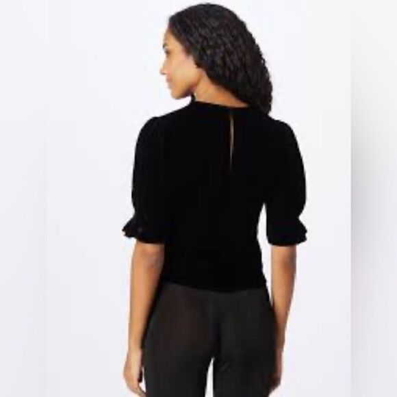 Scotch & Soda Ruched puff-sleeved velvet black top size L. NWT - Picture 13 of 13